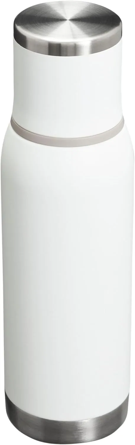 Stanley Adventure-To-Go Vacuum Bottle 25 oz | Wide Mouth with Leakproof Cup Lid | Keep Drinks Hot or Cold | Packable for Travel | Insulated Stainless Steel Thermos | BPA-Free | Frost White