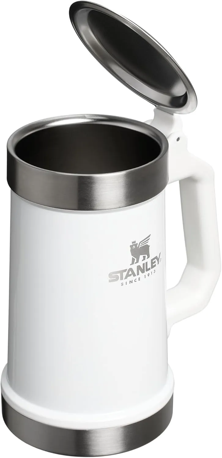 Stanley Classic Bottle Opener Beer Stein 24 oz | Flip Up Lid and Heavy Duty Handle with Built In Bottle Opener | Insulated Stainless Steel Beer Mug | BPA-Free | Frost Gloss