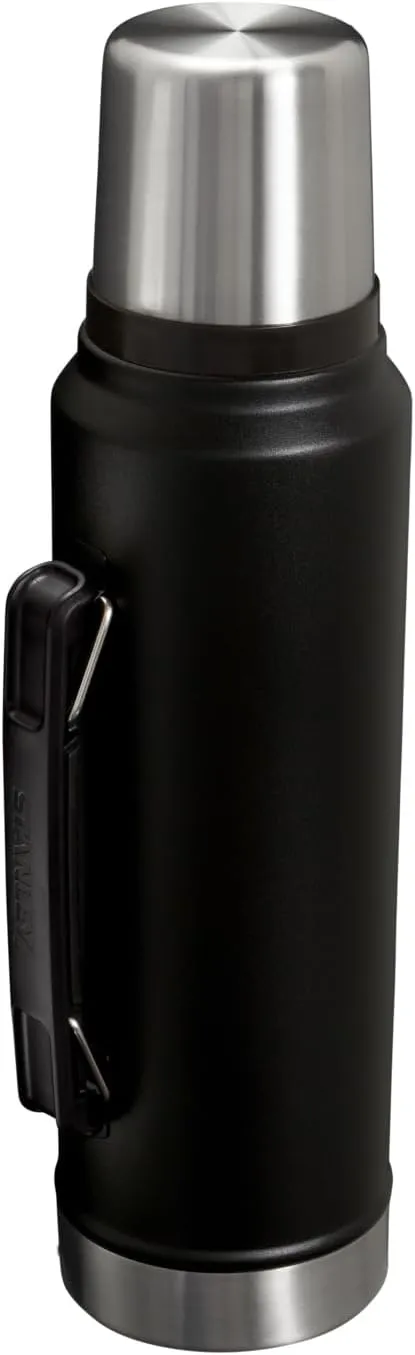 Stanley Classic Legendary Vacuum Bottle 20 oz | Wide Mouth with Leakproof Cup Lid | Keep Drinks Hot or Cold | Packable for Travel | Insulated Stainless Steel Thermos | BPA-Free | Black 2.0