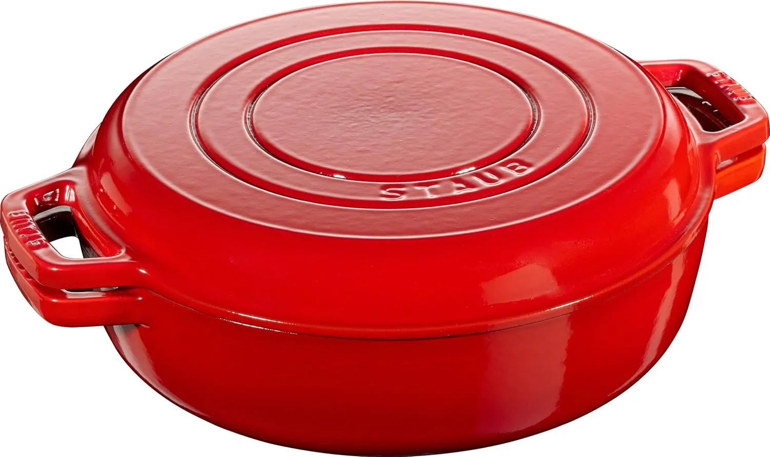 Staub 40508-281 Sukiyaki & Grill Cherry, 10.2 inches (26 cm), Double Handed, Cast Iron, Enameled Pot, Sukiyaki Pot, Grill Pan, Induction Compatible, Genuine Japanese Product