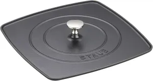 Staub Cast Iron 10.3-inch Square Grill Press - Matte Black (Fits 12-inch Grill Pan), Made in France