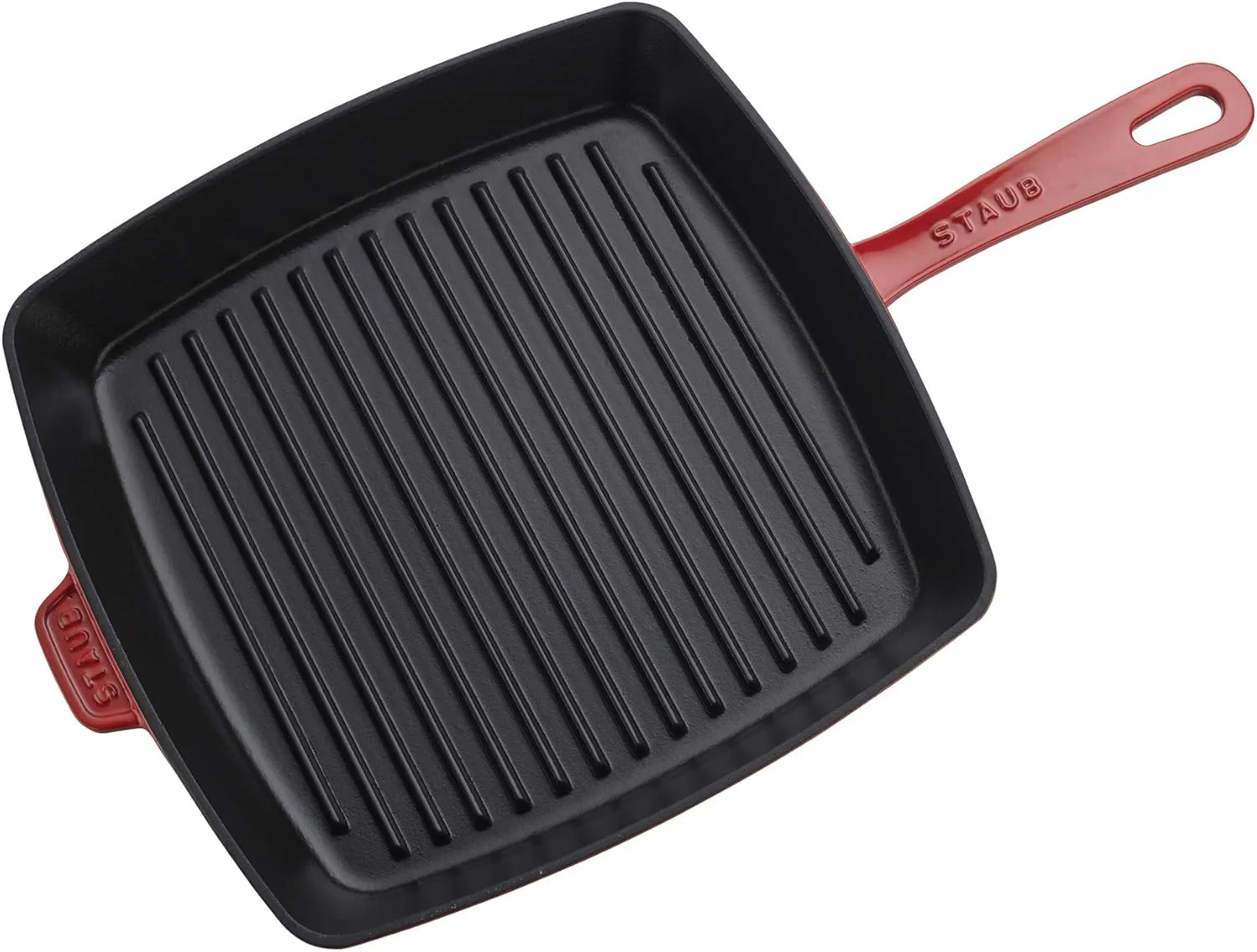 Staub Cast Iron 12-inch Square Grill Pan - Cherry, Made in France