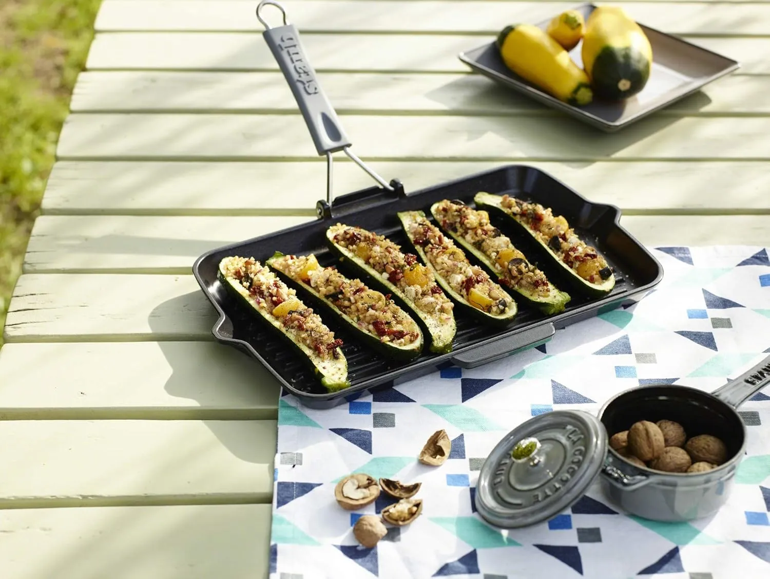 Staub Cast Iron 13.4 X 8.3" Rectangular Folding Grill - Matte Black, Made in France