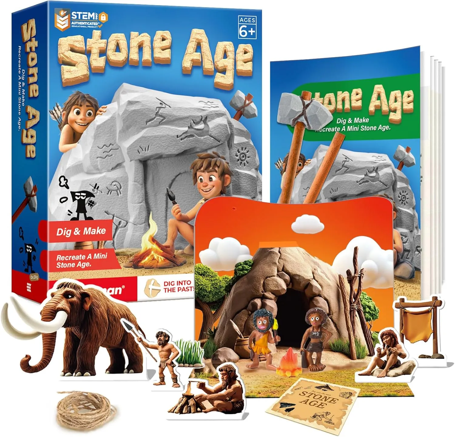 Stone Ages Fossil Dig Kit for Kids, Dig it Up Ancient Creatures Kit, Archaeology Kits with Mining Kit Tools, Educational Toys & Stem Toys for Kids Age 6 for Boys Girls