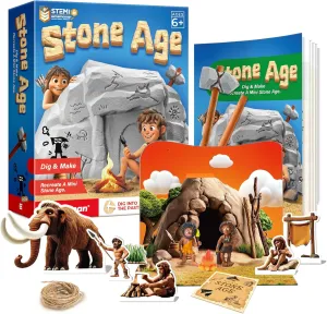 Stone Ages Fossil Dig Kit for Kids, Dig it Up Ancient Creatures Kit, Archaeology Kits with Mining Kit Tools, Educational Toys & Stem Toys for Kids Age 6 for Boys Girls