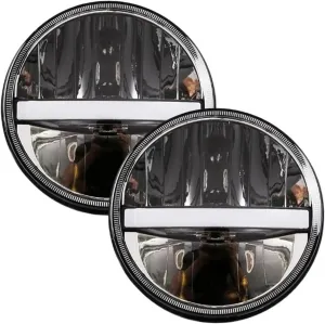 StumpT 4X4 7inch LED Headlight DRL Compatible for Nissan Patrol Y60 Compatible for Hummer H1&H2 Compatible for Lada Compatible for Wrangler Land Rover Defender Car Accessories (Color : 1pair DRL)