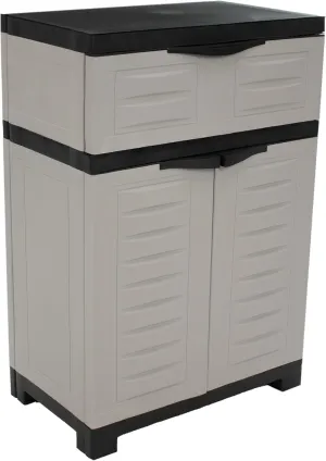 Sunnydaze Plastic Garage Storage Cabinet with Adjustable Shelf – 34.5" H – Plastic Storage Cabinet for Garage, Office, Home, Laundry Room - Gray