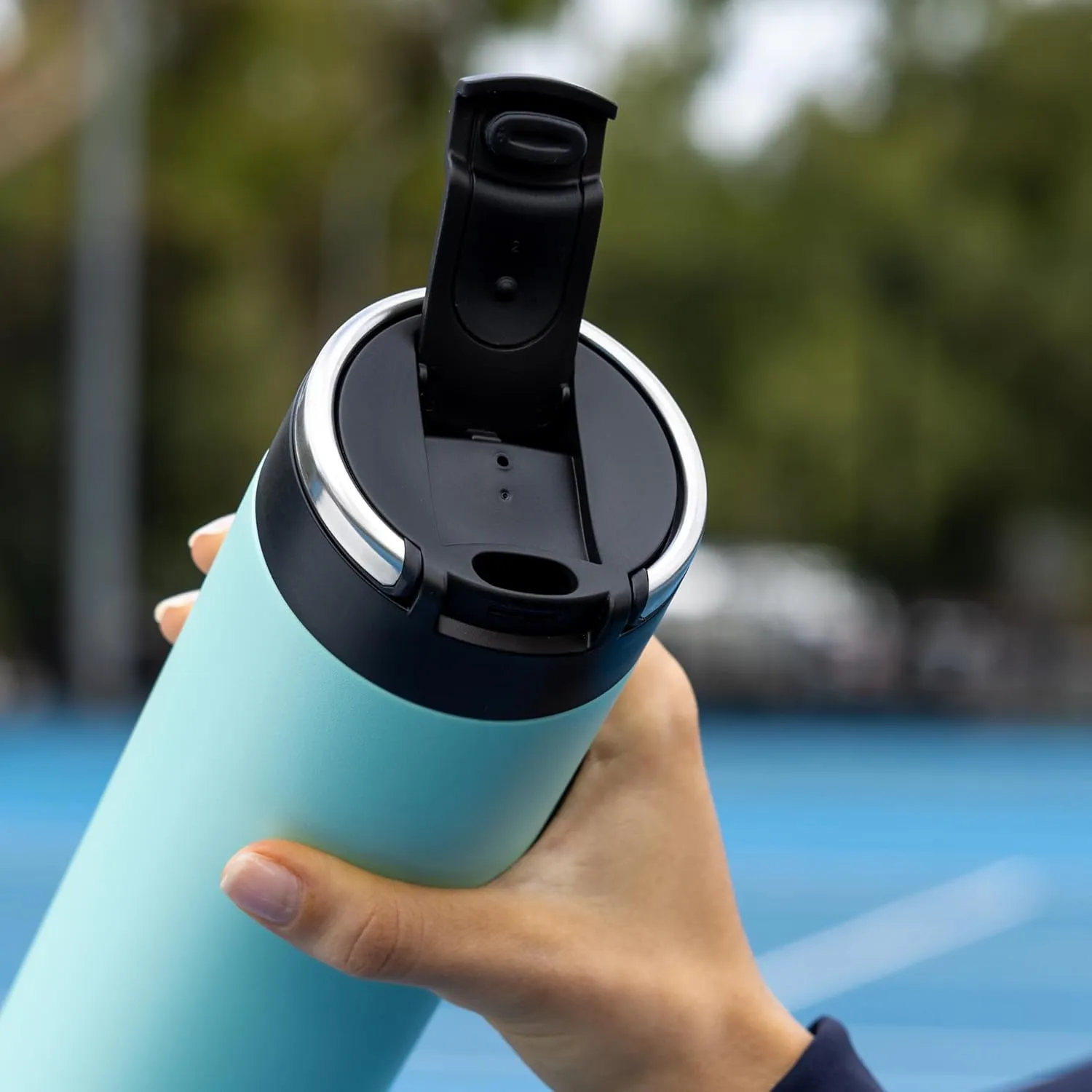 Super Maxi Stainless Steel Water Bottle 36oz - Double wall vacuum insulated | Integrated carry handle | leak proof flip top lid | Lightweight & stylish - Mint Green