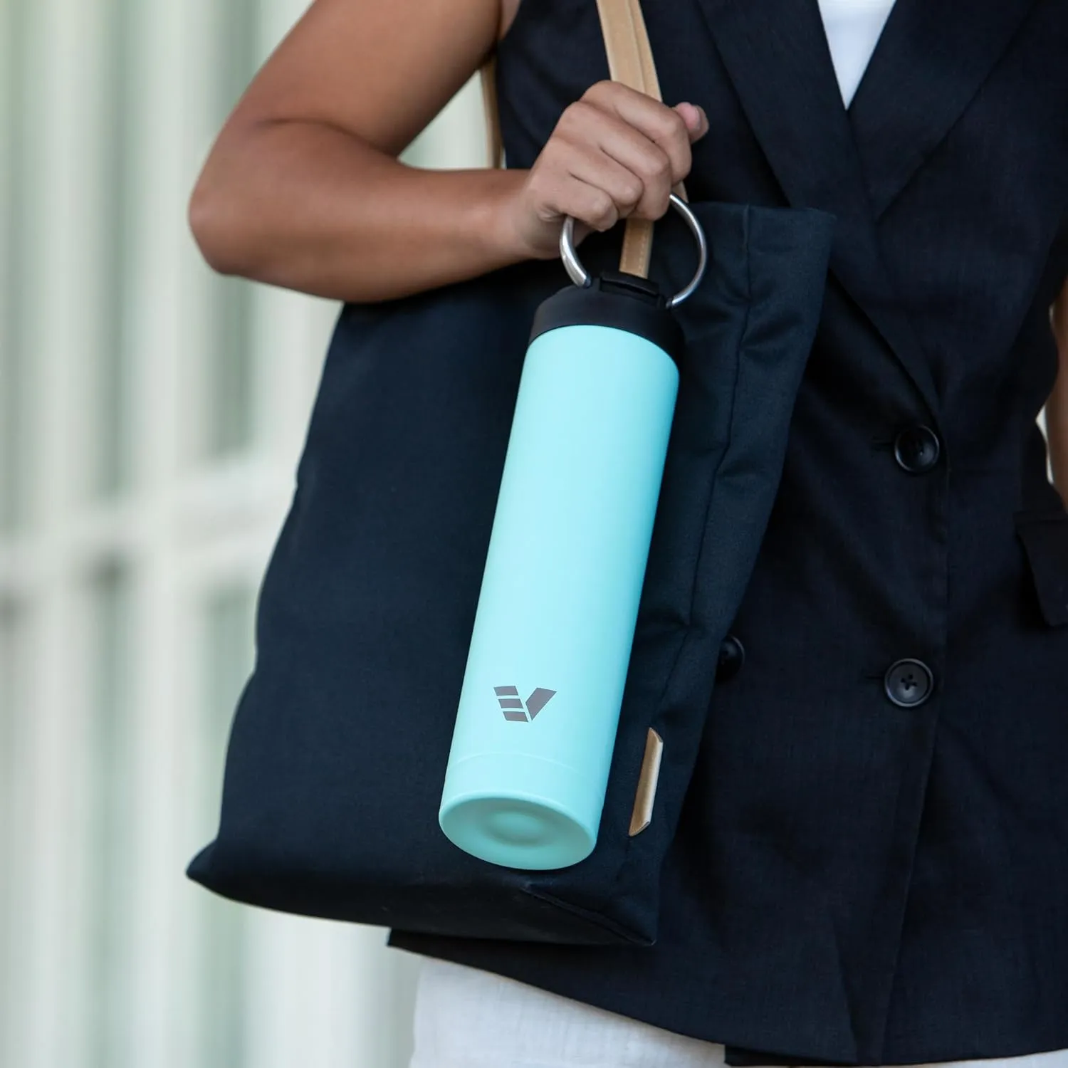 Super Maxi Stainless Steel Water Bottle 36oz - Double wall vacuum insulated | Integrated carry handle | leak proof flip top lid | Lightweight & stylish - Mint Green