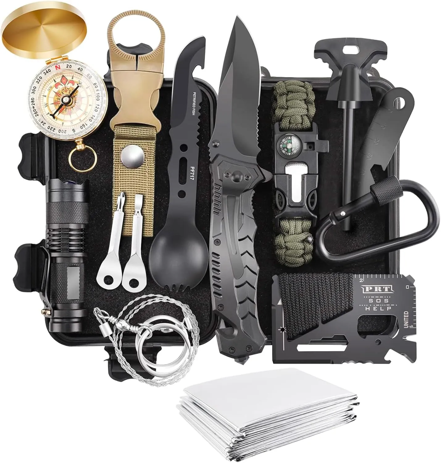 Survival Kit, Gifts for Men Women Kids Him, Tactical Survival Gear and Equipment Camping Tools 16 in 1, Cool Gadget Unique Mens Wife Teen Boys Birthday Ideas