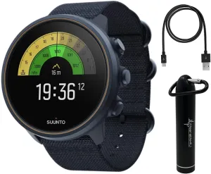 SUUNTO 9 Baro Multisport GPS Smartwatch, Granite Blue/Titanium with Wearable4U Power Bank Bundle