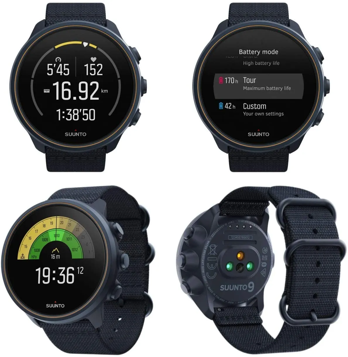 SUUNTO 9 Baro Multisport GPS Smartwatch, Granite Blue/Titanium with Wearable4U Power Bank Bundle