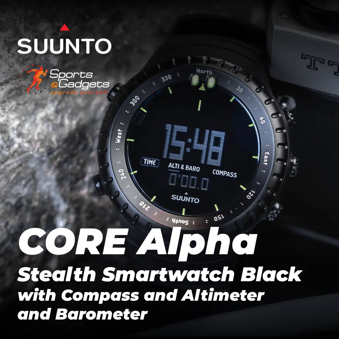 Suunto CORE Alpha Stealth Smartwatch Black with Compass and Altimeter and Barometer