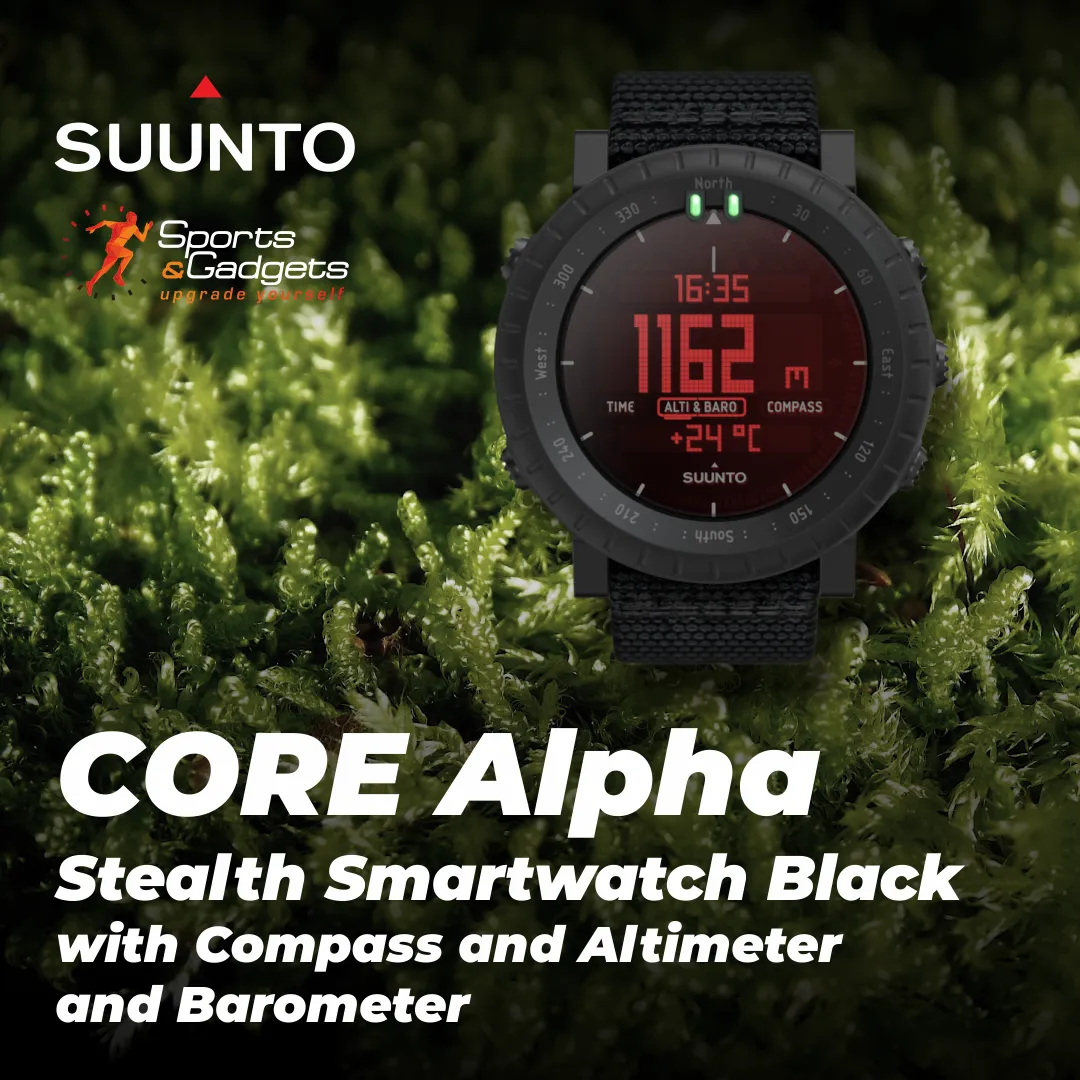 Suunto CORE Alpha Stealth Smartwatch Black with Compass and Altimeter and Barometer