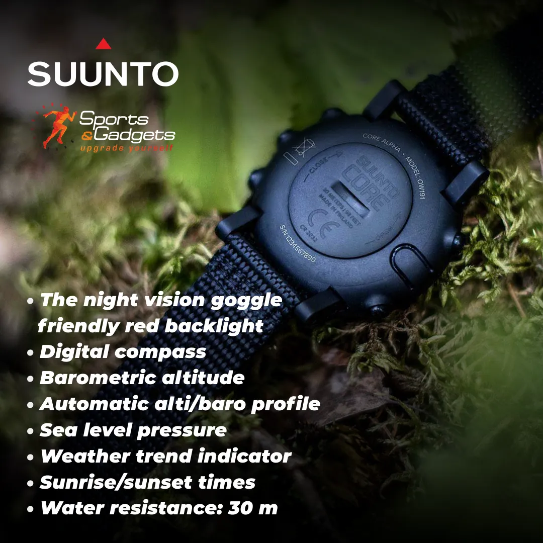 Suunto CORE Alpha Stealth Smartwatch Black with Compass and Altimeter and Barometer