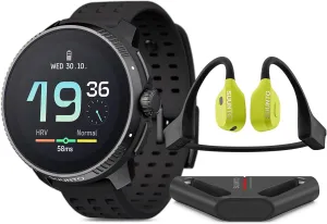 SUUNTO Race Stainless Steel GPS Sports Watch Black, Wing Bone Conduction Headphone Lime
