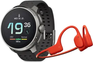 SUUNTO Race Titanium GPS Sports Watch Charcoal, Sonic Bone Conduction Headphone Red
