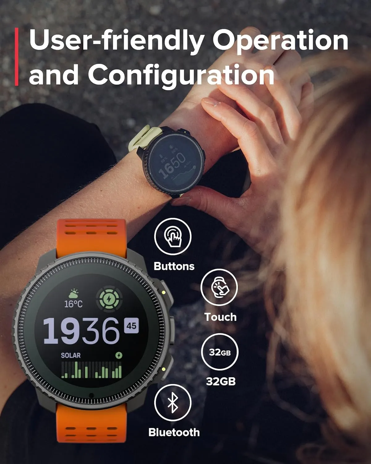 SUUNTO Vertical Solar GPS Adventure Watch, Premium Multisport Watch w/1.4 inch Touchscreen, Free Global Offline Maps, 60-Day Battery Life, Training Records, Heart Rate & Sleep Tracking, Steel Canyon