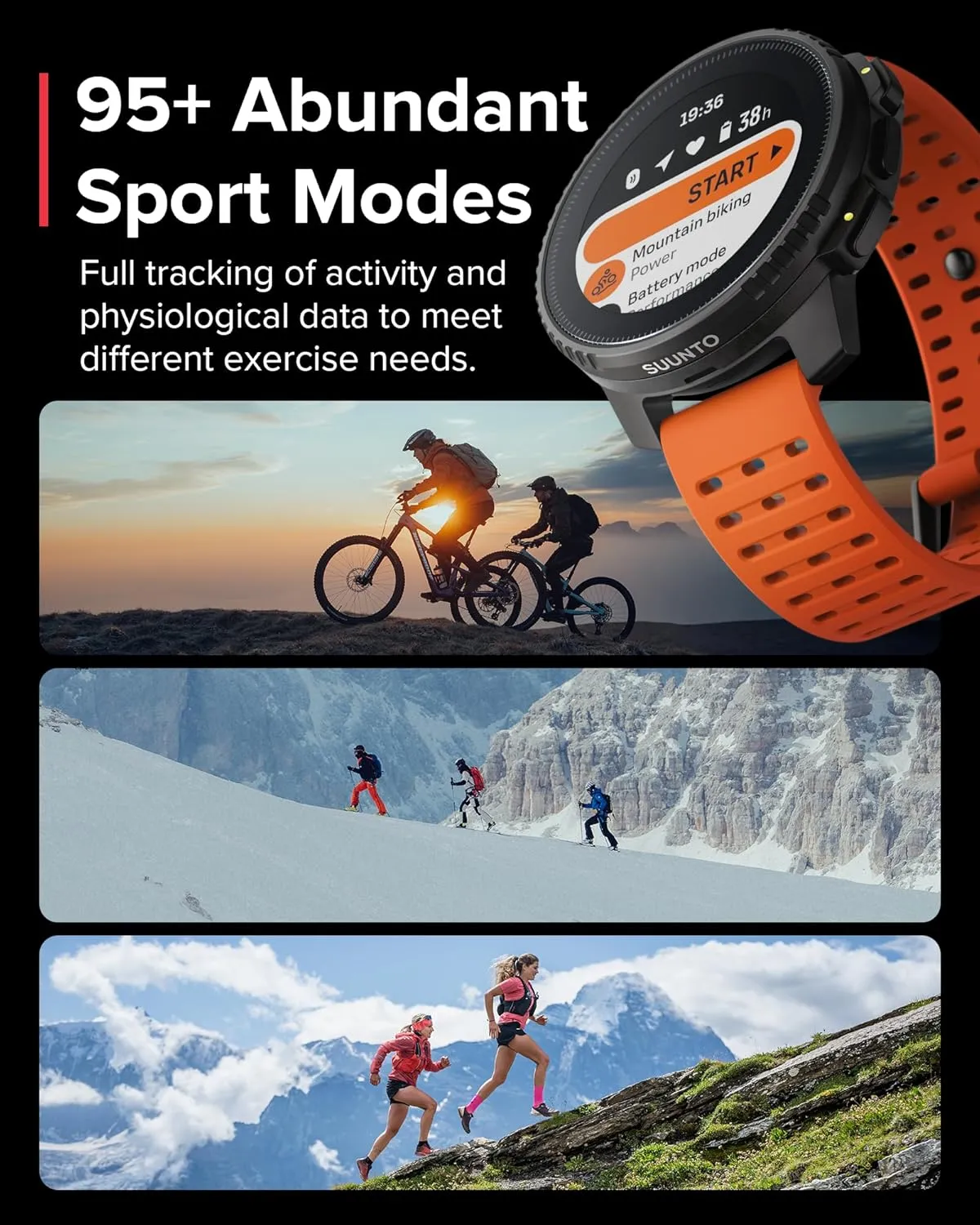 SUUNTO Vertical Solar GPS Adventure Watch, Premium Multisport Watch w/1.4 inch Touchscreen, Free Global Offline Maps, 60-Day Battery Life, Training Records, Heart Rate & Sleep Tracking, Steel Canyon