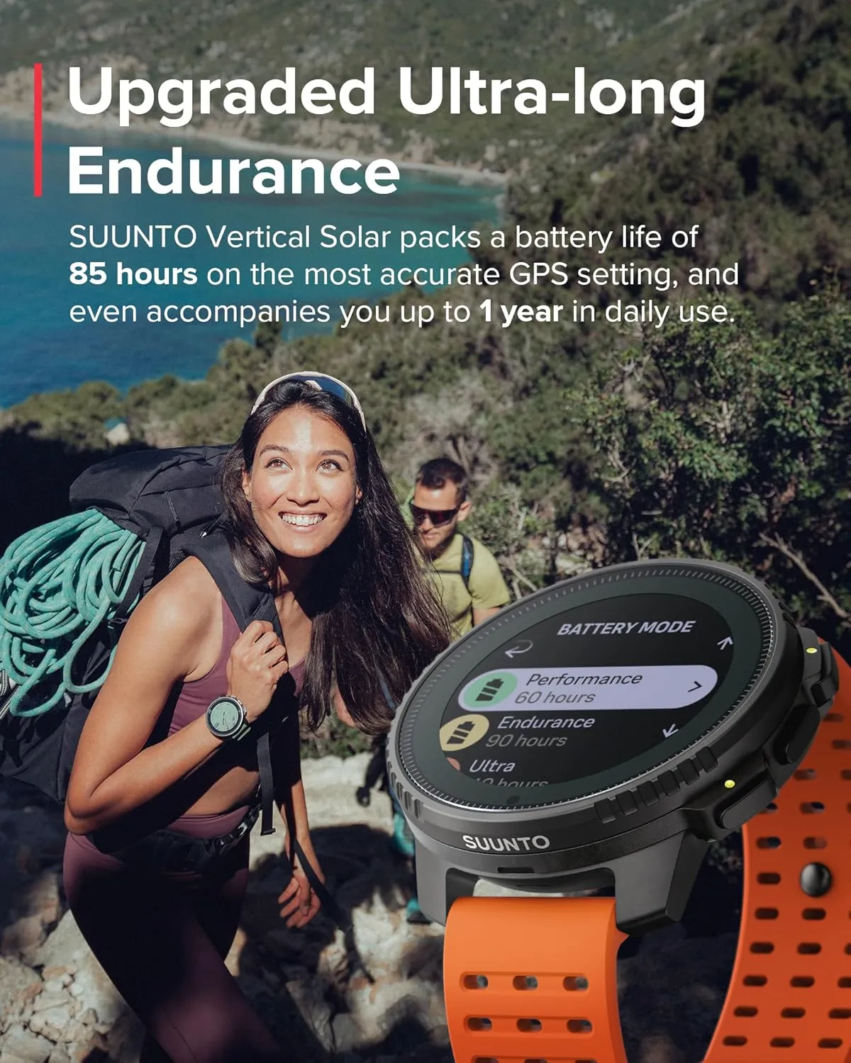 SUUNTO Vertical Solar GPS Adventure Watch, Premium Multisport Watch w/1.4 inch Touchscreen, Free Global Offline Maps, 60-Day Battery Life, Training Records, Heart Rate & Sleep Tracking, Steel Canyon