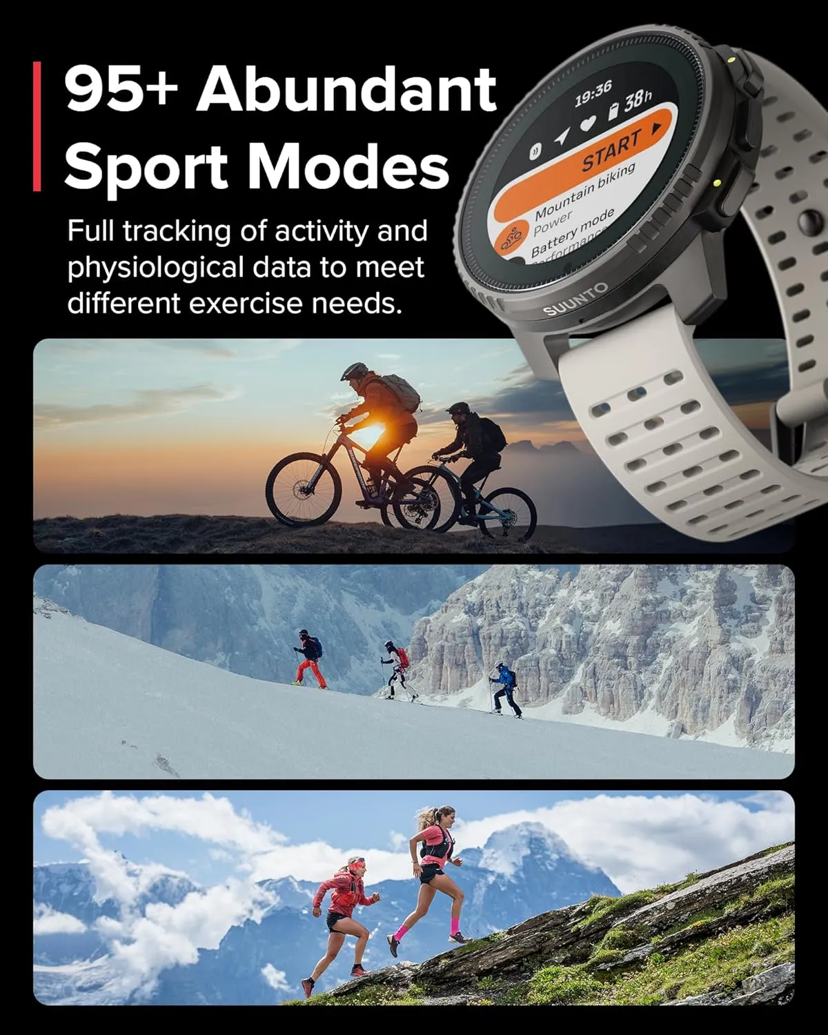 SUUNTO Vertical Solar GPS Watch, Premium Multisport Watch w/60-Day Battery Life, 1.4 inch Large Touchscreen, Heart Rate & Sleep Tracking, Dual-GNSS Navigation, Free Global Offline Map, Ti Sand