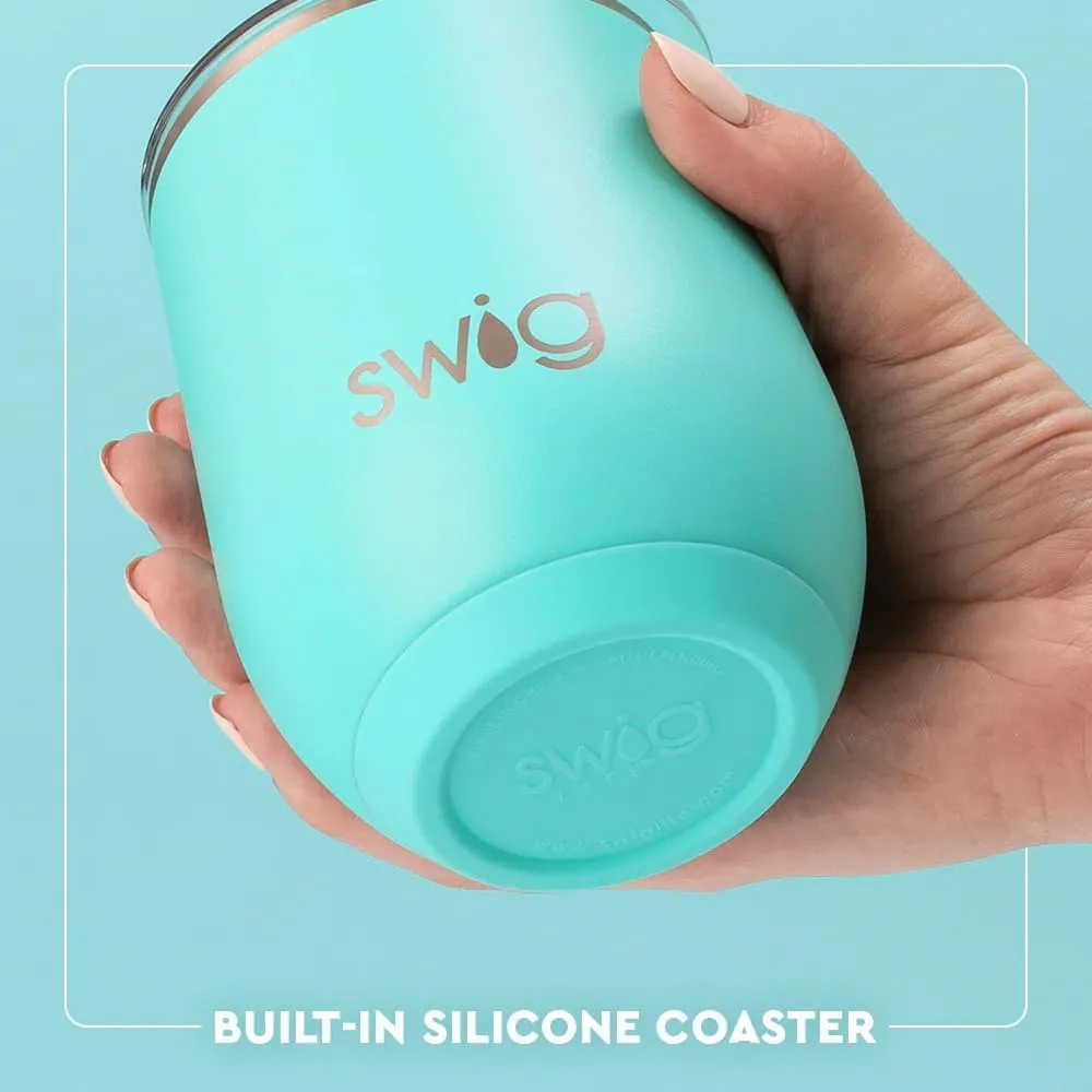 Swig Life 12oz Wine Tumbler with Lid, Stainless Steel, Dishwasher Safe, Portable, Triple Insulated Wine Tumbler (Bella Rosa)