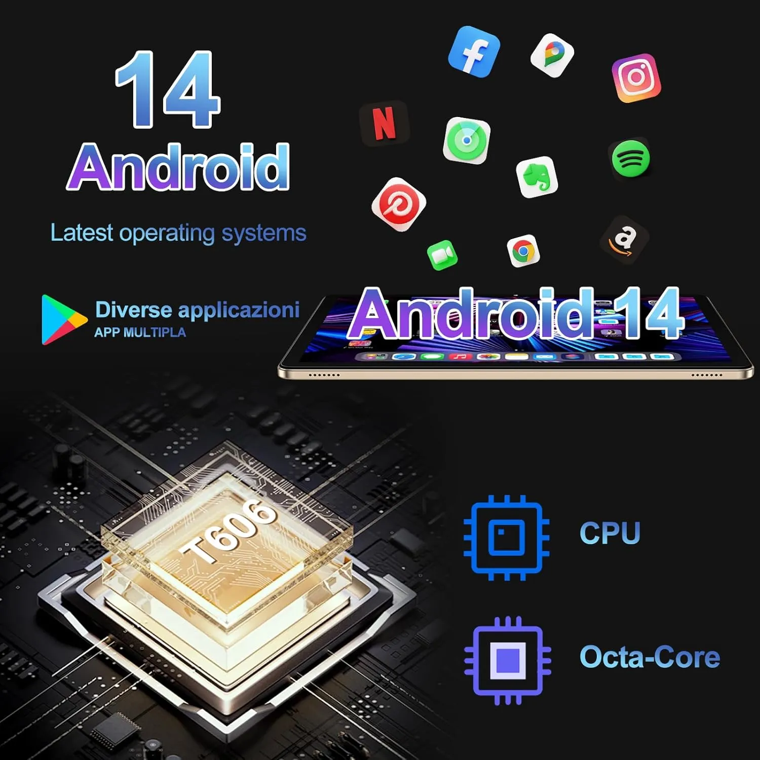 Tablet 2025 11 Inch Tablet Android 14 Tablets with 128GB   20GB Large Storage, Octa-Core 2.0Ghz, 8000mAh,18W Fast Charging, 5G WiFi, GPS, 5 13MP Camera, Widevine L1, Face Unlock-Gold