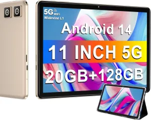 Tablet 2025 11 Inch Tablet Android 14 Tablets with 128GB   20GB Large Storage, Octa-Core 2.0Ghz, 8000mAh,18W Fast Charging, 5G WiFi, GPS, 5 13MP Camera, Widevine L1, Face Unlock-Gold