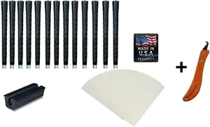 Tacki-Mac Golf Grips Standard Size Black Pro Tour Wrap Grip Kit   Utility Hook Blade (13 Grips, Grip Tape, clamp, Grip Removal Hook Blade, Instructions)