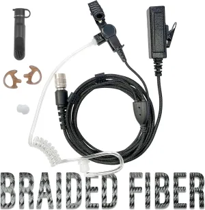 Tactical Mic & Earpiece Braided Fiber Kit - Quick Disconnect Compatible w/Harris/Tait TP3000/8000/9000 Series