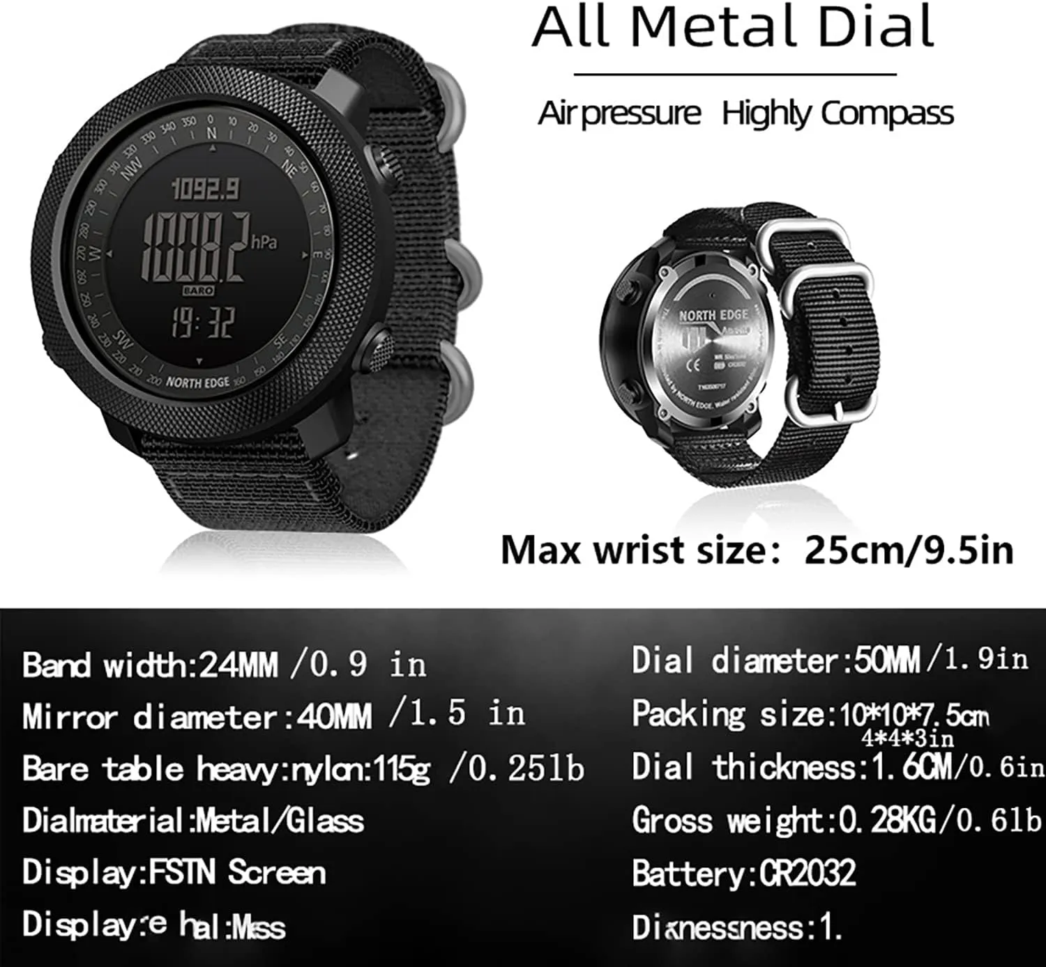 Tactical Watches for Men Digital Outdoor Survival Military Rock Solid Digital Watches with Durable Band, Steps Tracker Pedometer Calories Apache