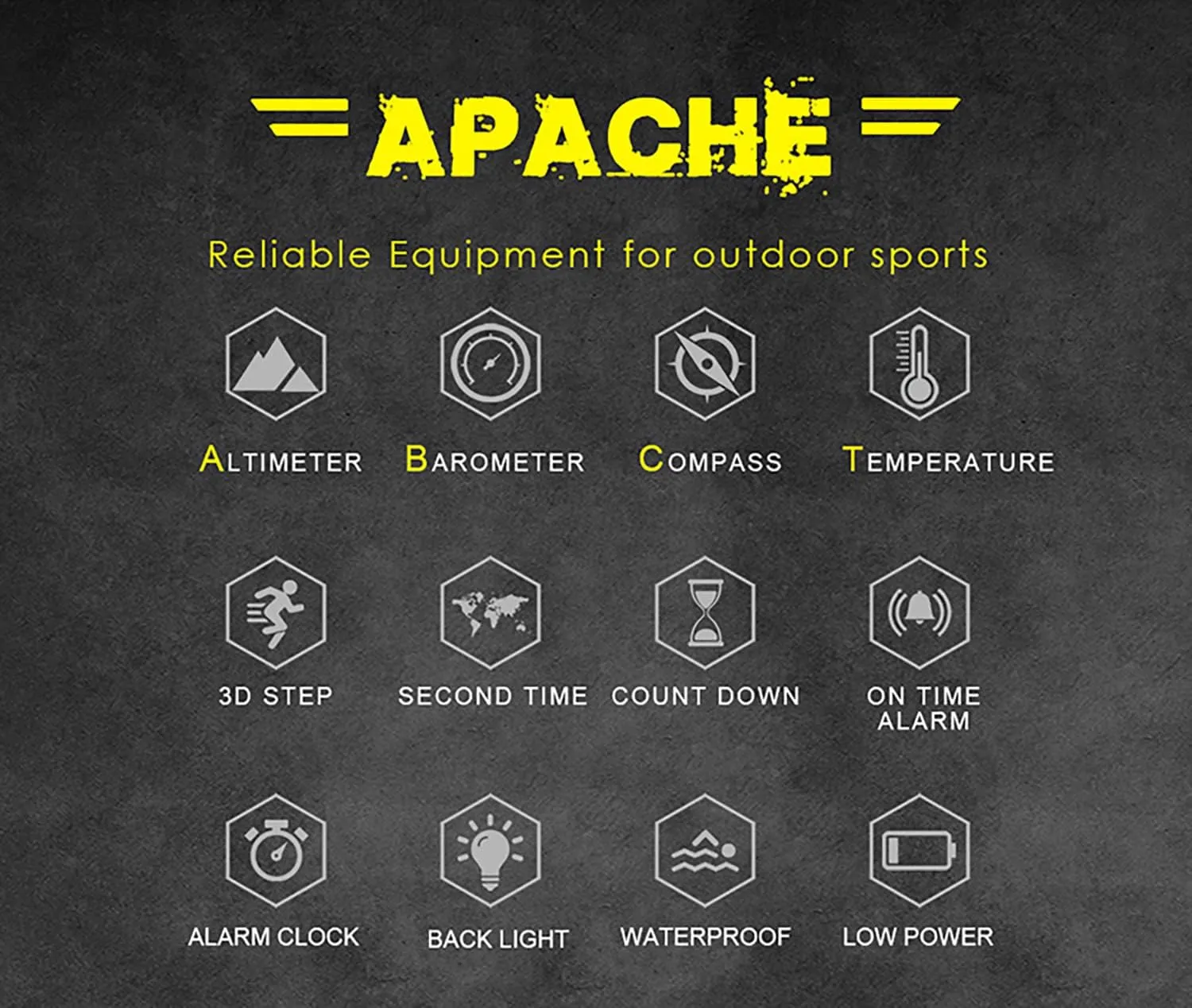 Tactical Watches for Men Digital Outdoor Survival Military Rock Solid Digital Watches with Durable Band, Steps Tracker Pedometer Calories Apache