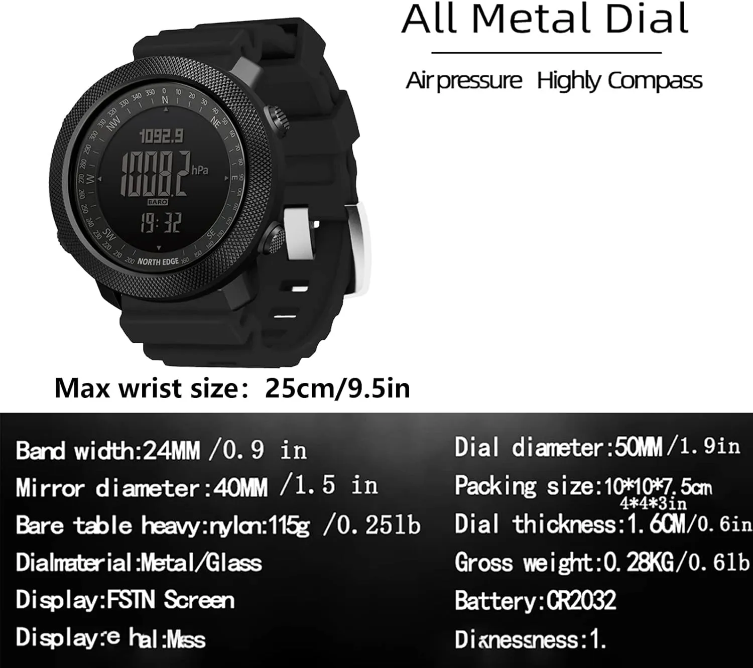 Tactical Watches for Men Digital Outdoor Survival Military Rock Solid Digital Watches with Durable Band, Steps Tracker Pedometer Calories Apache