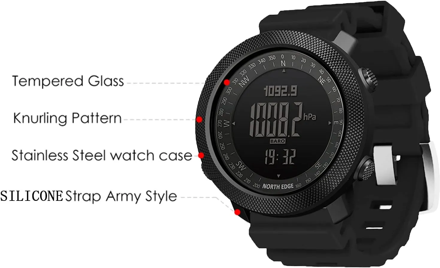 Tactical Watches for Men Digital Outdoor Survival Military Rock Solid Digital Watches with Durable Band, Steps Tracker Pedometer Calories Apache