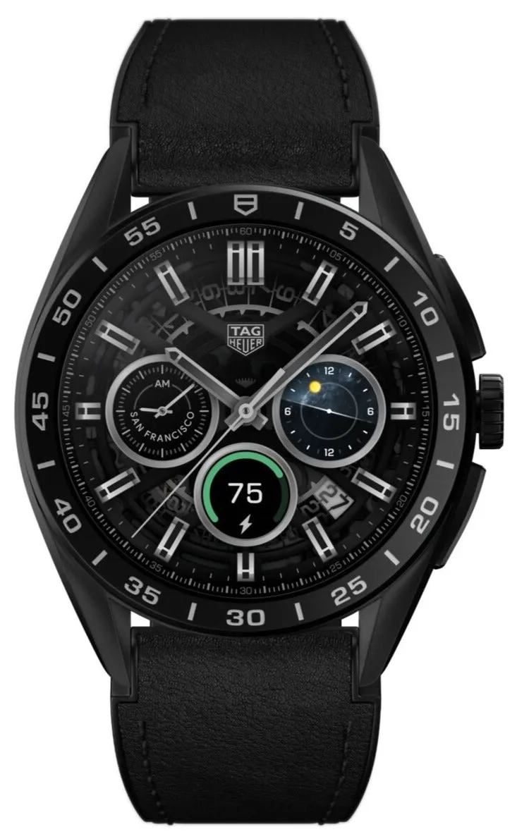 TAG Heuer Watch Connected Calibre E4 45 Titanium Black Leather