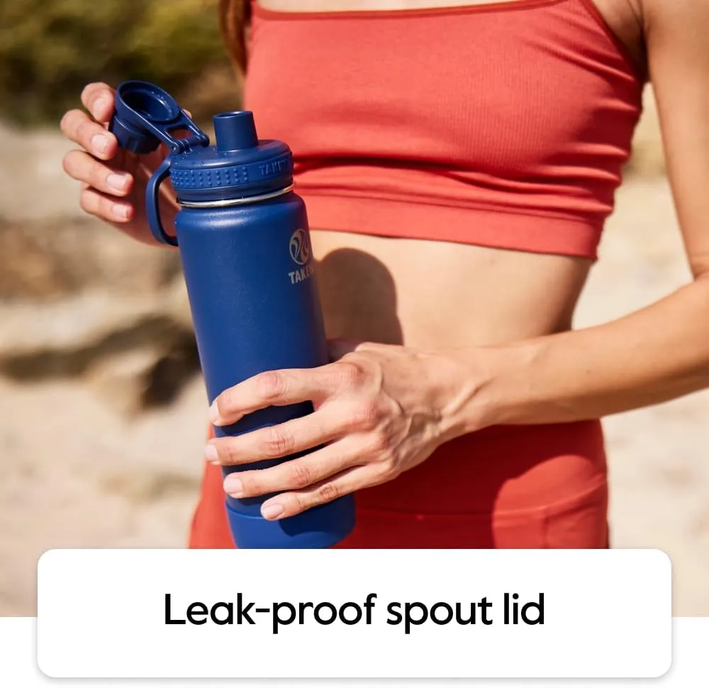 Takeya Actives Water Bottle with Spout Lid - Bottle with Double Stainless Steel Insulation - Dishwasher Safe & BPA-Free - Bottle with Spout Lid & Removable Bumper - 40 oz, Arctic