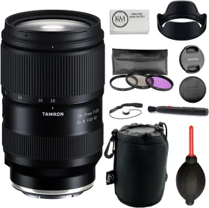 Tamron 28-75mm f/2.8 Di III VXD G2 Lens for Sony E Bundle with 3-Piece Filter Set   Lens Pouch   Lens Pen   Blower   Lens Cap Keeper   Microfiber Cloth (5 Items)
