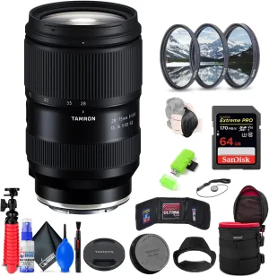 Tamron 28-75mm f/2.8 Di III VXD G2 Lens for Sony E (INTL Model) with 64GB Extreme Pro SD Card   67mm Filter Set   6-Inch Lens Case   Memory Card Wallet   Strap   Cleaning Kit