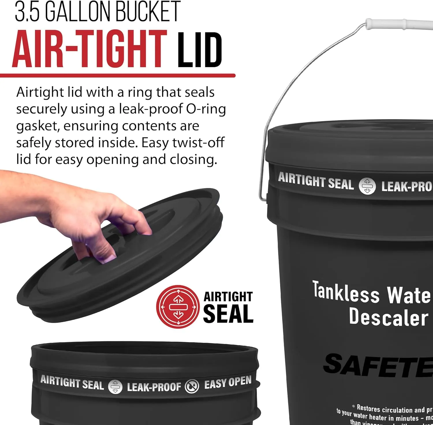 Tankless Water Heater Flushing Kit with 5-Gallon Screw-Top Lid, Premium Braided Hoses, 1/6 HP Utility Pump, 4 Quarts Descaler, and Pump Grate
