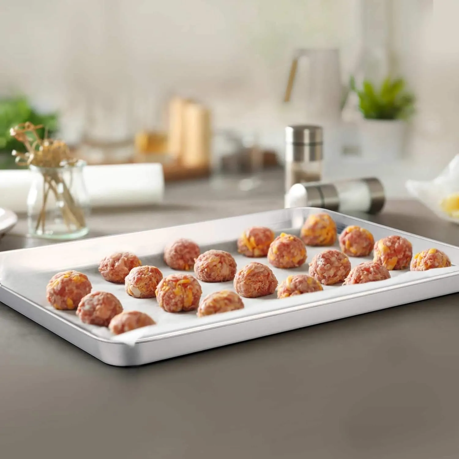 TeamFar Baking Sheet with Rack Set (2 Pans   2 Racks), Stainless Steel Baking Pan Cookie Sheet for baking, Non Toxic & Healthy, Easy Clean & Dishwasher Safe - 4 Pack