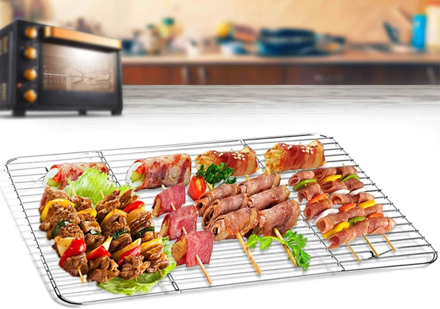 TeamFar Baking Sheet with Rack Set (2 Pans   2 Racks), Stainless Steel Baking Pan Cookie Sheet for baking, Non Toxic & Healthy, Easy Clean & Dishwasher Safe - 4 Pack
