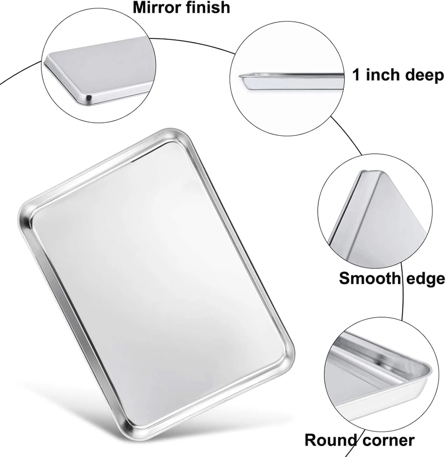 TeamFar Baking Sheet with Rack Set (2 Pans   2 Racks), Stainless Steel Baking Pan Cookie Sheet for baking, Non Toxic & Healthy, Easy Clean & Dishwasher Safe - 4 Pack