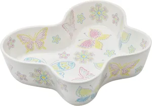 Temp-Tations Ceramic Pie Pan for Baking 10", Colorful All A-Flutter - Deep Stoneware Pot or Apple Pie Dish, Dishwasher Safe Quiche Baking Dish, Scalloped Non-Stick Fluted Tart Cake Pan Oven Plate Mold