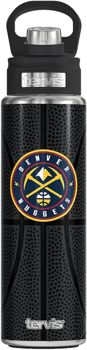 Tervis NBA Denver Nuggets Leather Triple Walled Insulated Tumbler, 24oz Wide Mouth Bottle, Stainless Steel