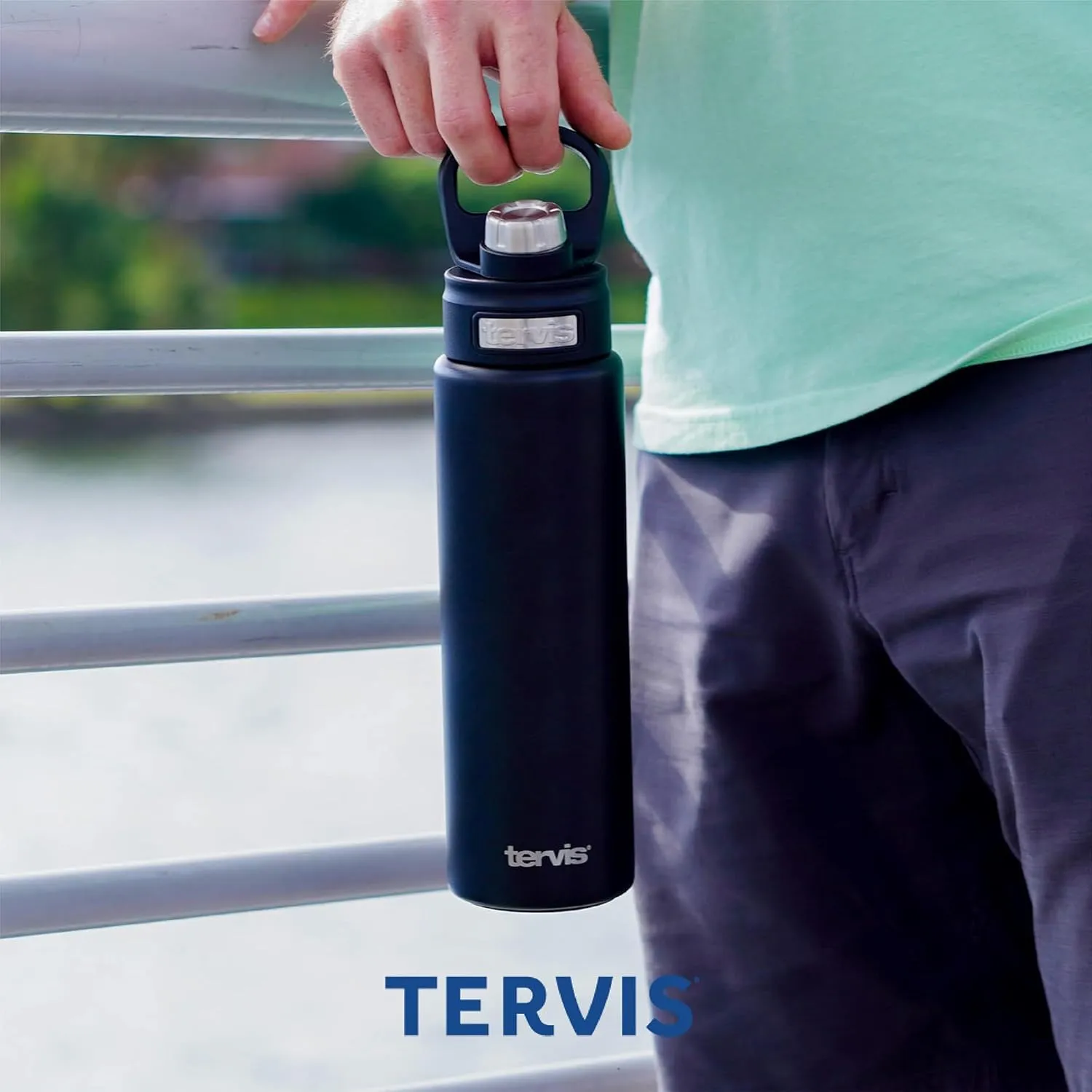 Tervis Paw Prints Triple Insulated Tumbler Travel Cup Keeps Drinks Cold, 24oz Wide Mouth Bottle, Stainless Steel