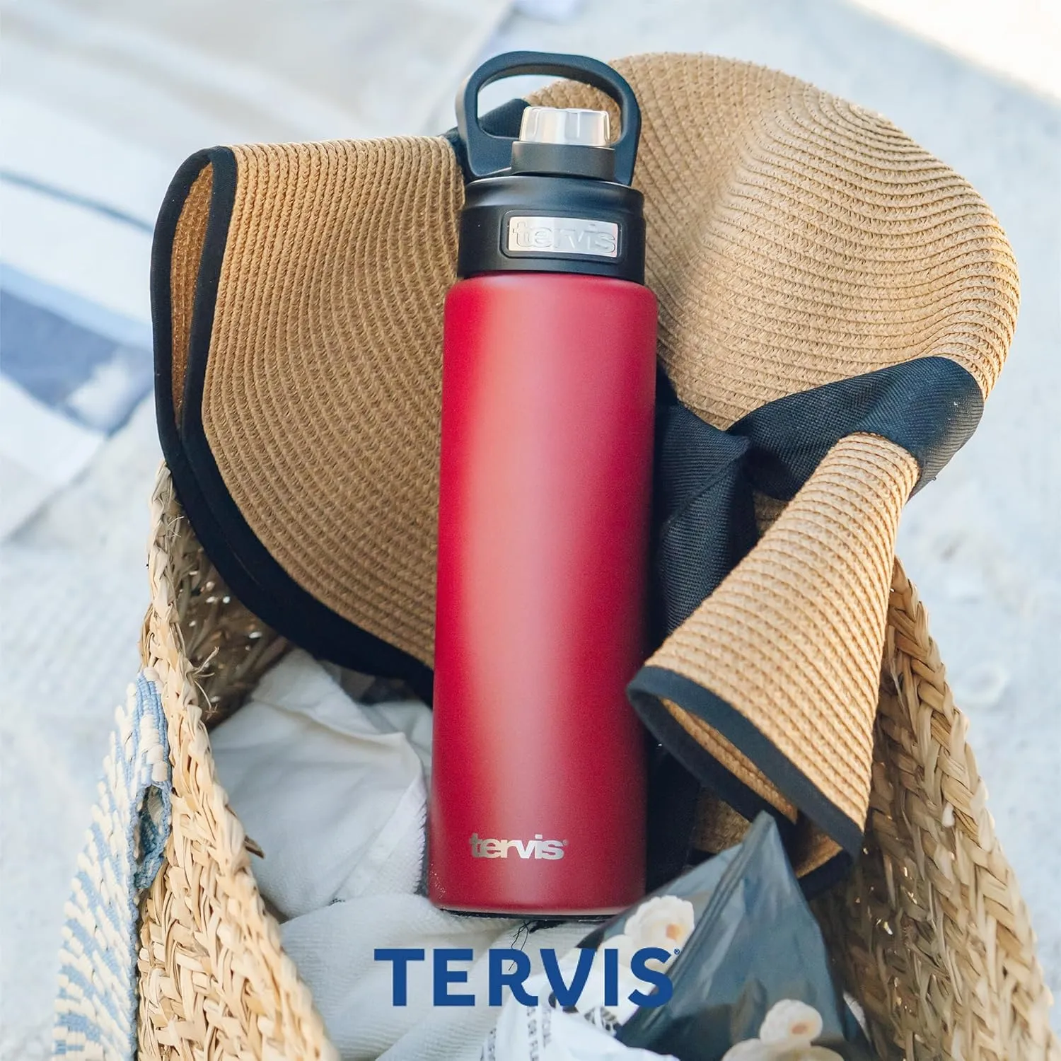 Tervis Paw Prints Triple Insulated Tumbler Travel Cup Keeps Drinks Cold, 24oz Wide Mouth Bottle, Stainless Steel