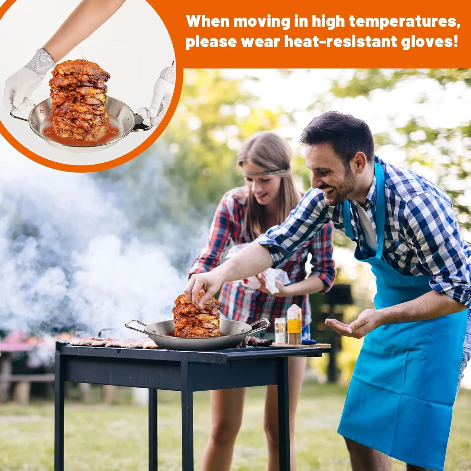 Tessco 1 Set 10 Inch Vertical Skewer Al Pastor Rotisserie Pan Gyro Spit Shawarma Stand for Oven Stainless Steel BBQ Kebabs Skewer with Removable Size Spikes for Tacos Al Pastor