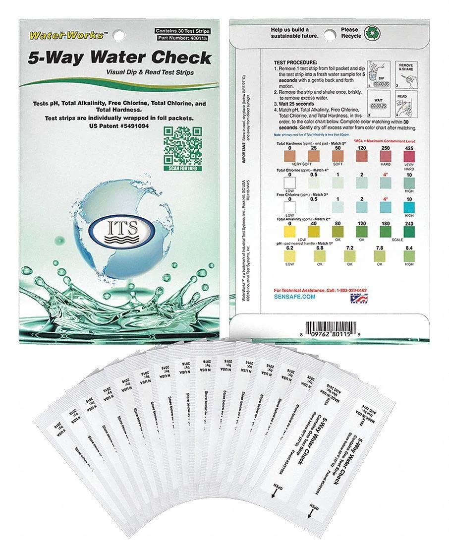 Test Strips, 5 Kit Waterworks, PK30