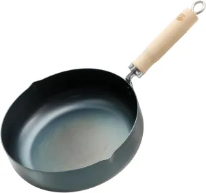 TETSUMARU Iron Multi-Pan, Deep Fry Pan, Wide Bottom, Multi-pan, Iron, Intake, Hard Temper, Compatible with Induction and Gas, Black
