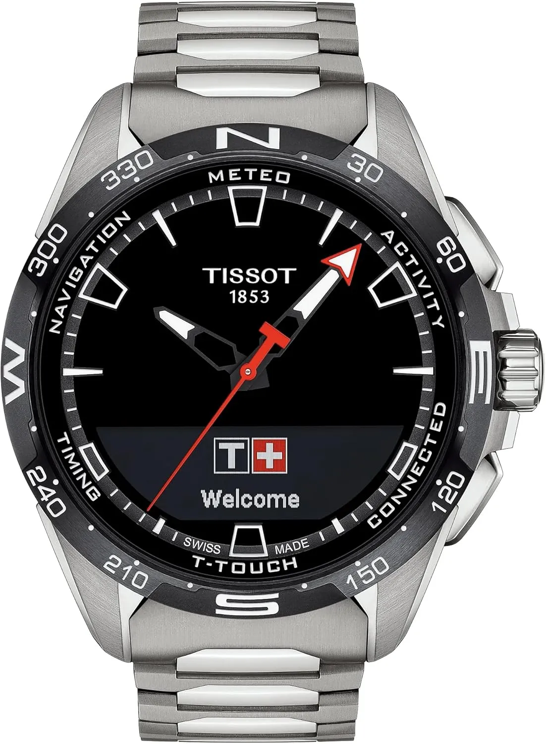 Tissot Unisex T-Touch Connect Solar Antimagnetic Titanium Case Swiss Tactile Quartz Watch with Strap, Grey, 23 (Model: T1214204405100)